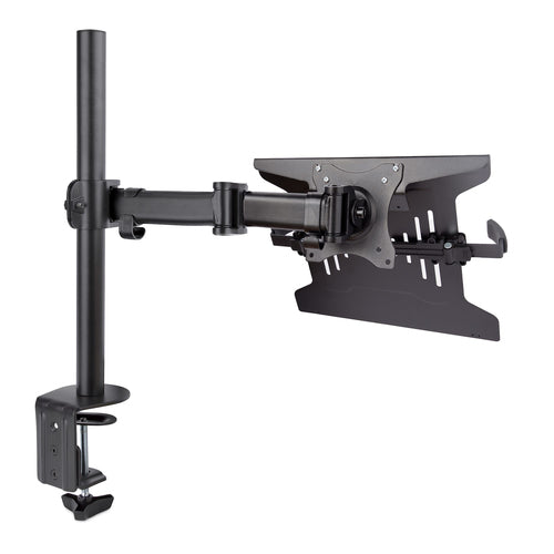StarTech.com Laptop Desk Mount - Monitor and Laptop Mount - Displays up to 34" (17.6lb/8kg) & Laptops (4.5kg/9.9lb) - Articulating VESA Laptop Tray Arm - Clamp / Grommet Mount