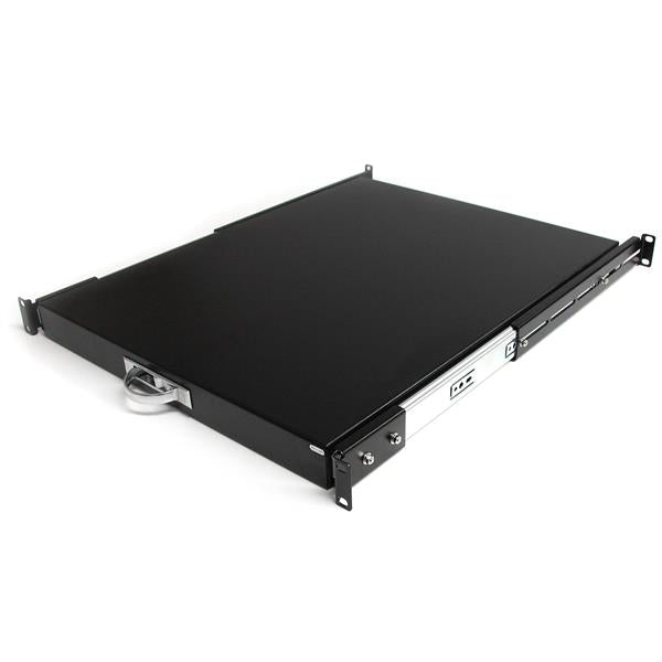 StarTech.com 1U Sliding Server Rack Mount Keyboard Shelf Tray, 55lbs (25Kg), 22in (55cm) Deep Steel Pull Out Drawer for 19" AV, Network Equipment Rack