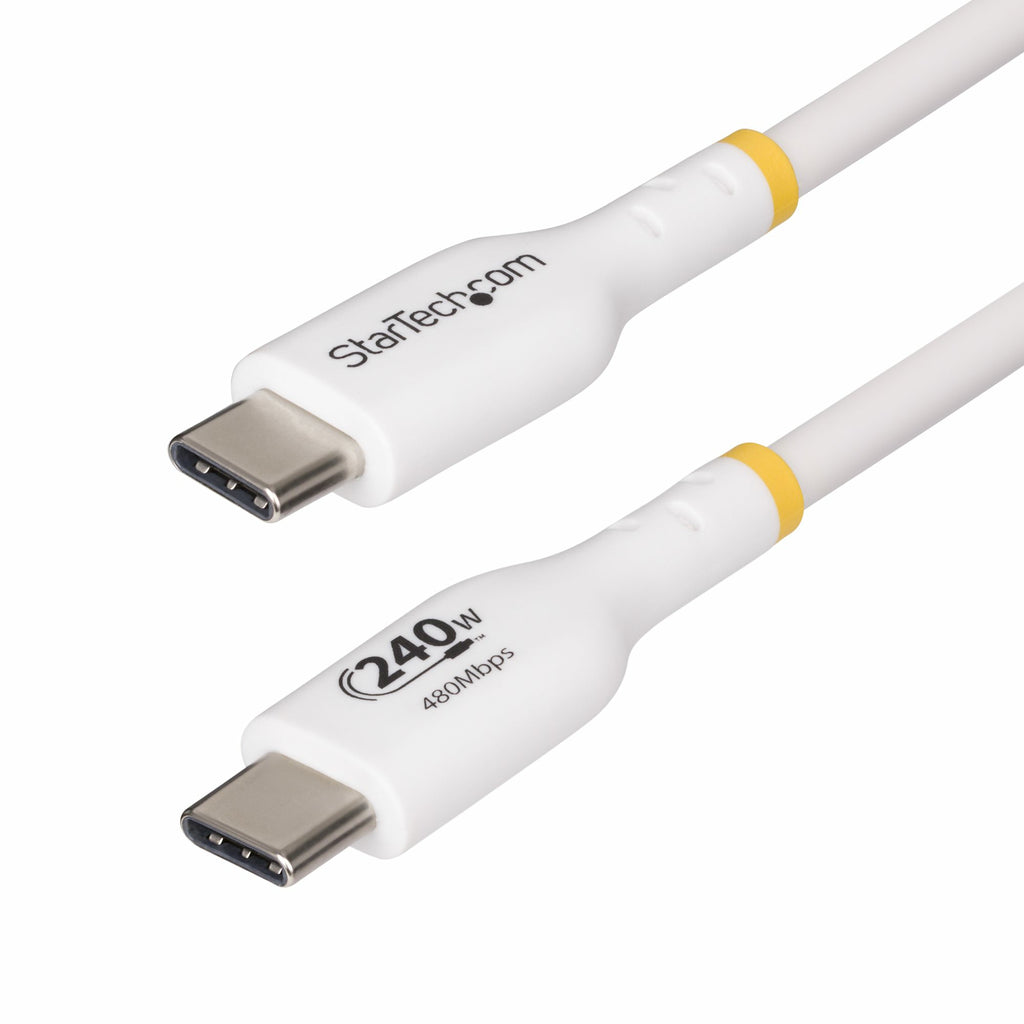 StarTech.com 13ft (4m) USB-C Charging Cable, Charge & Sync, 240W (5A) PD EPR, USB 2.0 Laptop Charger Cable, USB-IF Certified, TPE Jacket - White USB C Charging Cord