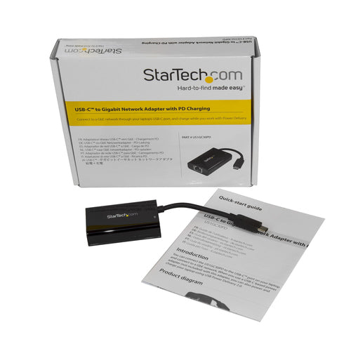 STARTECH USB-C TO GbE ADAPTER, TB3 COMPATIBLE, USB-C PD, BLACK, 2YR