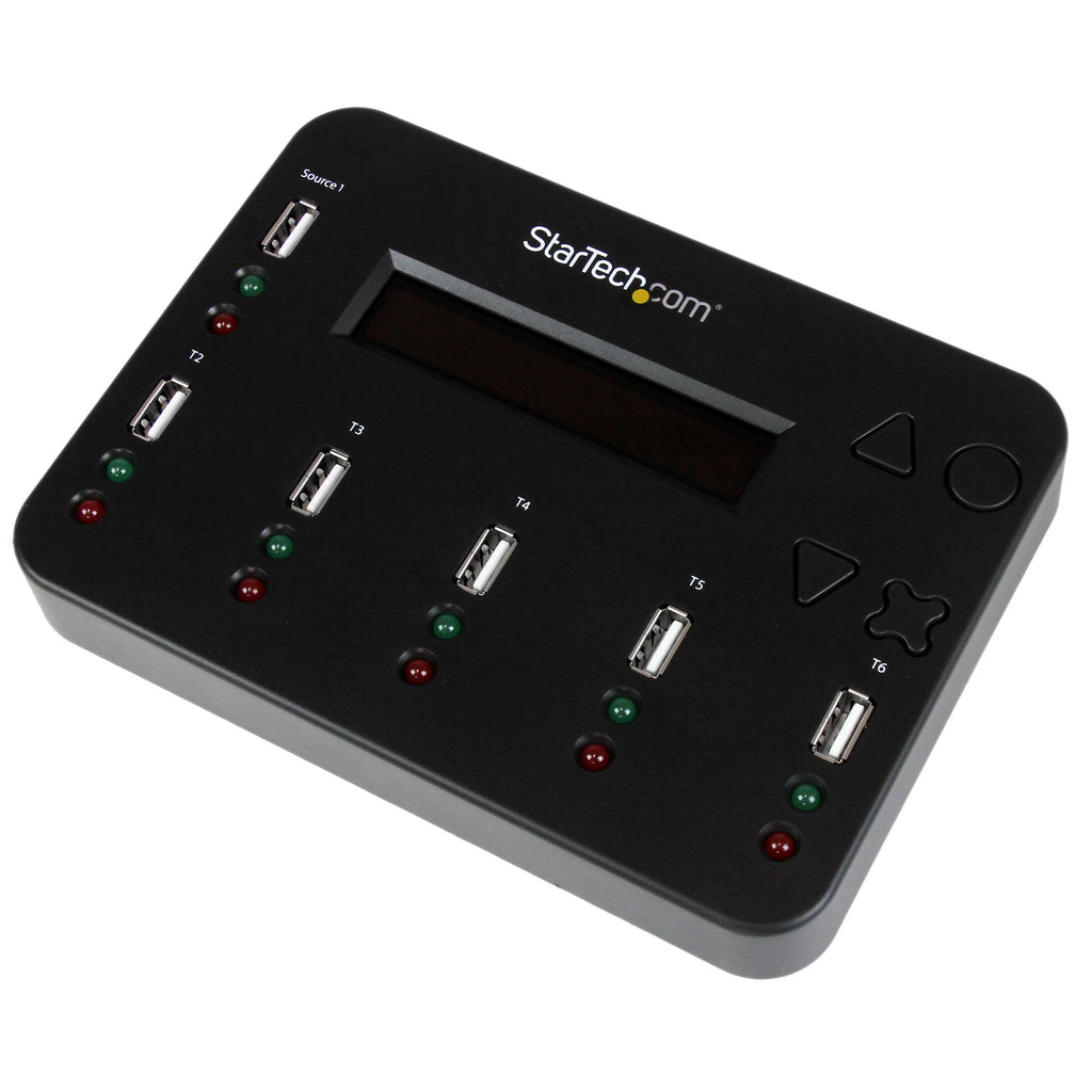 StarTech.com Standalone 1 to 5 USB Thumb Drive Duplicator and Eraser, Multiple USB Flash Drive Copier, System and File and Whole-Drive Copy at1.5 GB/min, Single and 3-Pass Erase, LCD Display - TAA