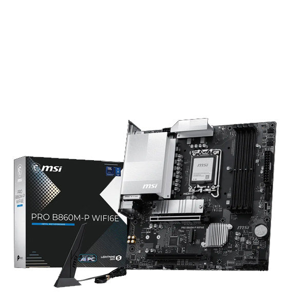 MSI PRO B860M-P WIFI6E MB, B860, 4x DDR5, 1x PCI-E 5.0 x16, 2x M.2, 4x SATA3, 3x USB-A 3.2 5Gbps, 1x HDMI 2.1, 1x DisplayPort 1.4, WIFI 6E, BT 5.3, 2.5Gb LAN, Micro ATX, M.2 Shield Frozr, 3 Years
