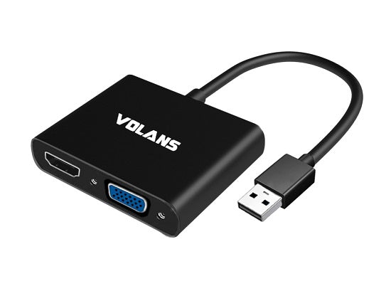 Volans VL-U3VH-S, Aluminium, USB3.0 to VGA,HDMI, Display Converter, 1 Year Warranty