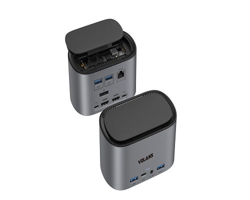 Volans VL-UCTDMD Aluminium 12-in-1 Triple Display Multifunctional USB-C Docking Station, 1 Year Warranty